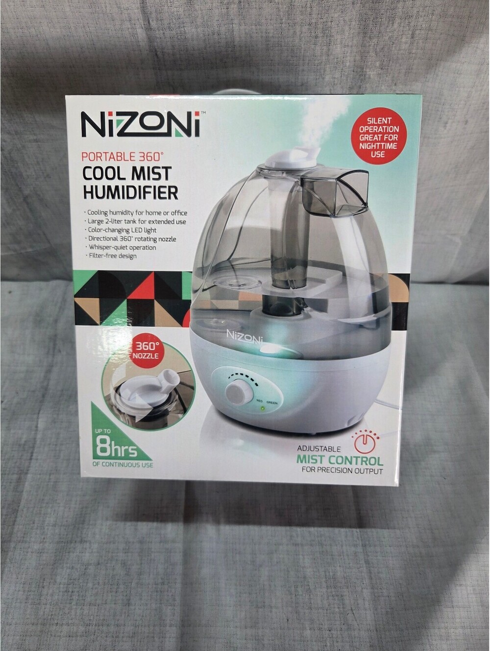 Nizoni Portable 360° Cool Mist Humidifier with Adjustable Mist Control